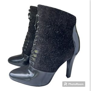 3.1 Phillip Lim Harleth Black Brushed Suede & Leather Lace-up Booties Si…